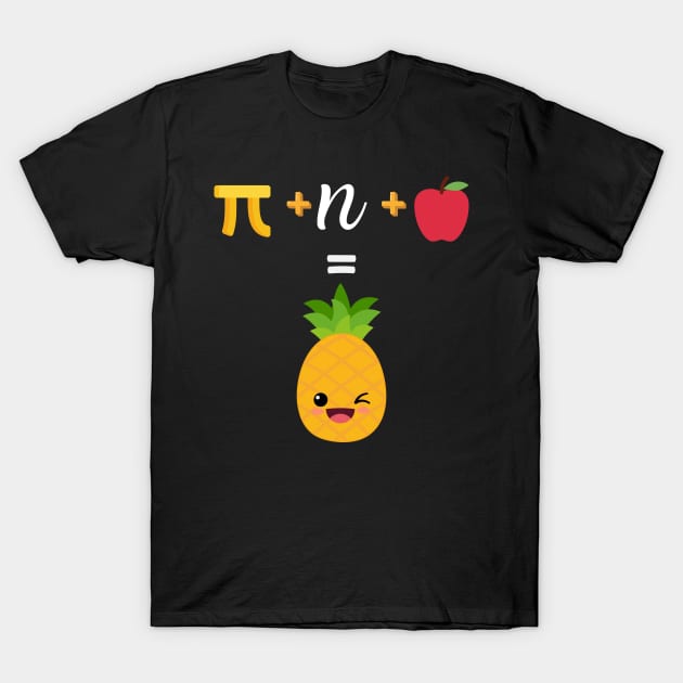 Pi day Pineapple Funny Equation T-Shirt by Fj Greetings